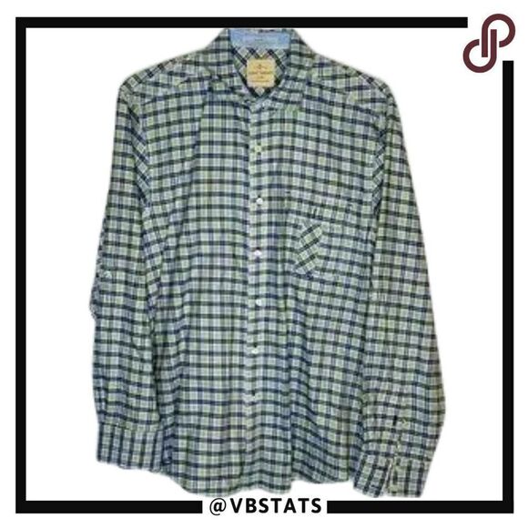 Large Tommy Bahama Green-Blue Plaid LS Shirt - Picture 1 of 5